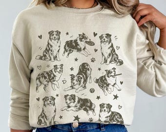 Retro Australian Shepherd Sweatshirt, Graphic T-shirt Gift for Aussie Owner