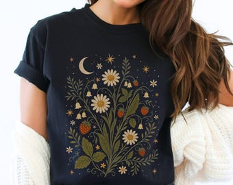 Botanical T-shirt, Garden Lover Gift, Cottagecore Comfort Colors Wildflower Shirt