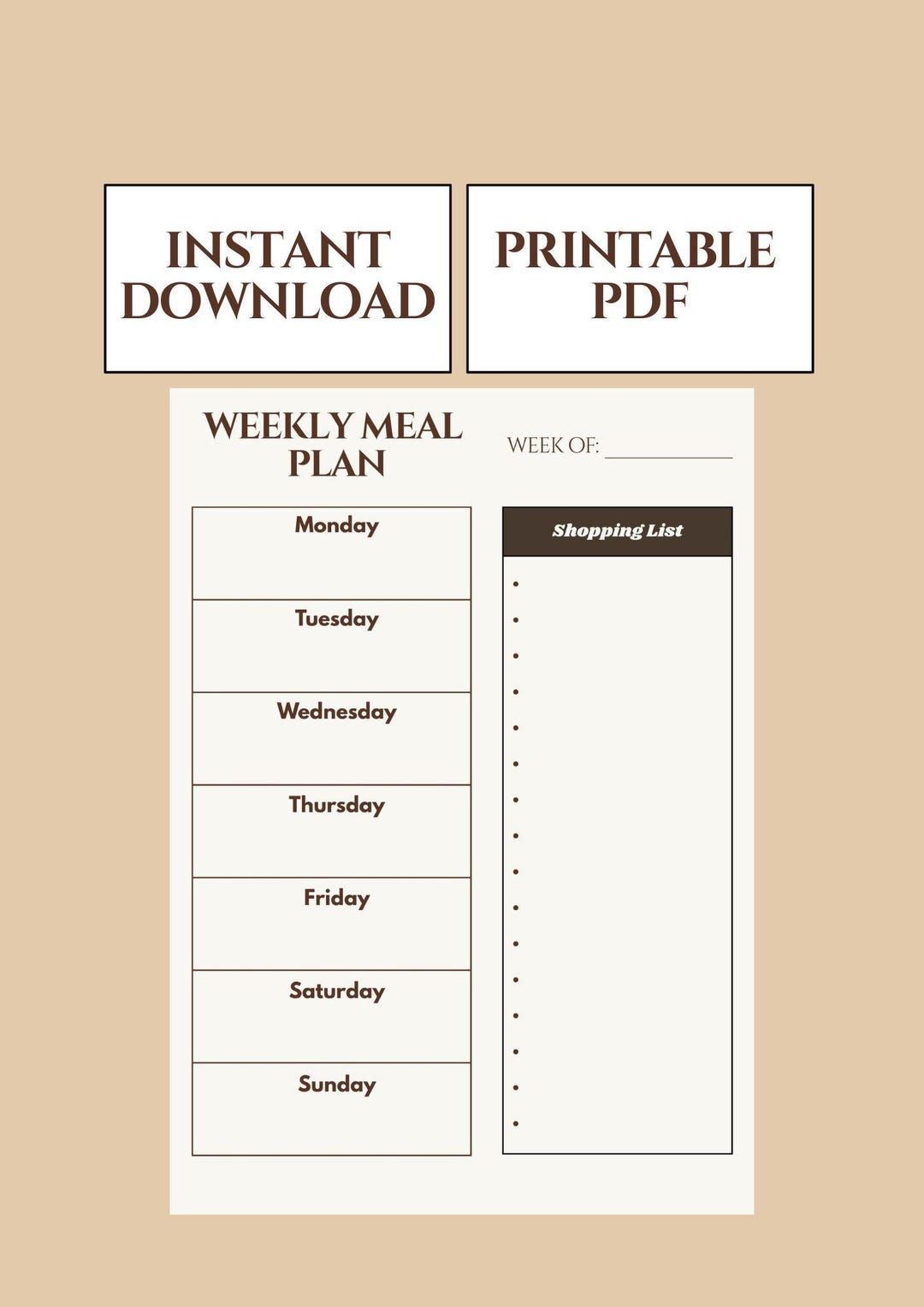 Printable Weekly Meal Planner, 7 Day Menu Planner, Meal Prep Planner ...