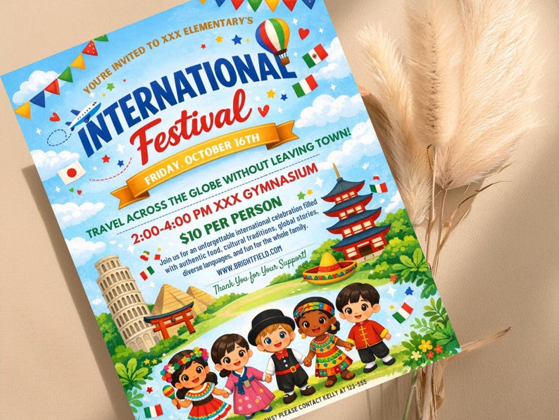 Multicultural Flyer Background International School Festival Flyer: Multicultural Fair Invitation ...