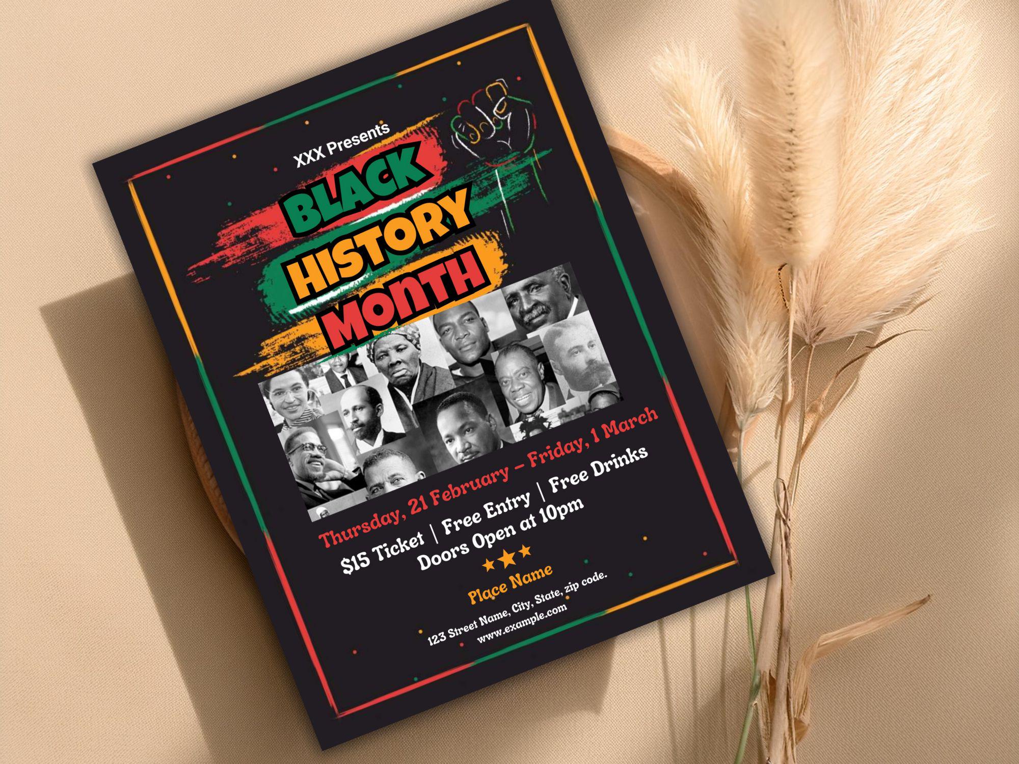 Black History Month Flyer Template: Celebration Event, Church Service ...