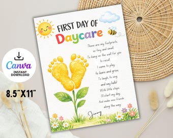 First Day of Daycare Footprint Art Keepsake (Digital Download)