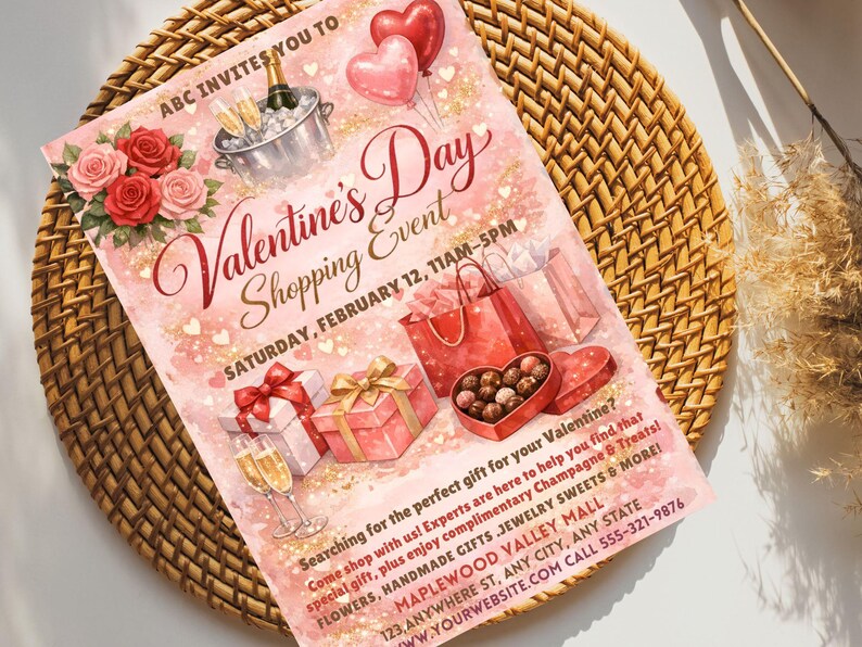 Valentine's Day Shopping Event Flyer: Boutique Sales, Canva Template ...
