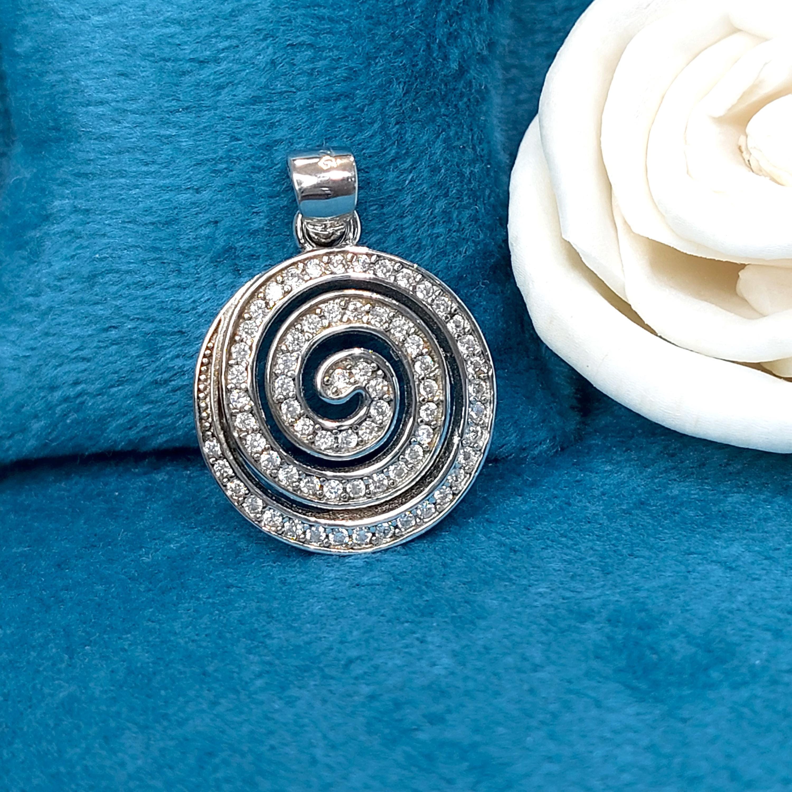 Silver Spiral Pendant Meander design Pendant - Greek Inspired Jewelry