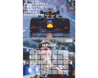 Calendário de parede Max Verstappen | Calendário de carros de Fórmula 1