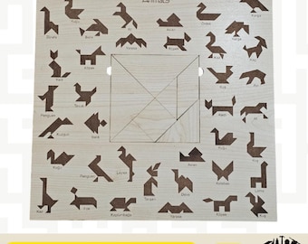 Rompecabezas de animales Tangram SVG