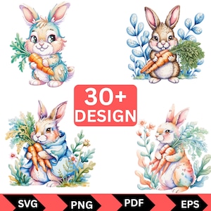30+Peter Rabbit Family Clipart, Beatrix Potter Inspired PNG, Nursery Decor (Digital Download)