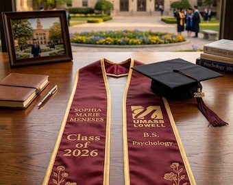 Personalized Custom  Logo Graduation Stole, Personalized Graduation Print Sash with Name, Graduation Gift, , Class of 2026 Graduation Stole