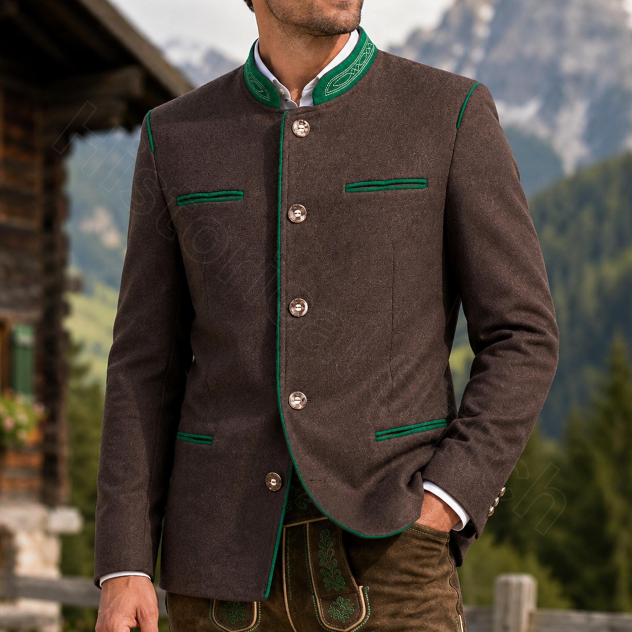 Loden Mohair Tyrolean Jacket khaki XL相当 Tyrolean Loden Coat