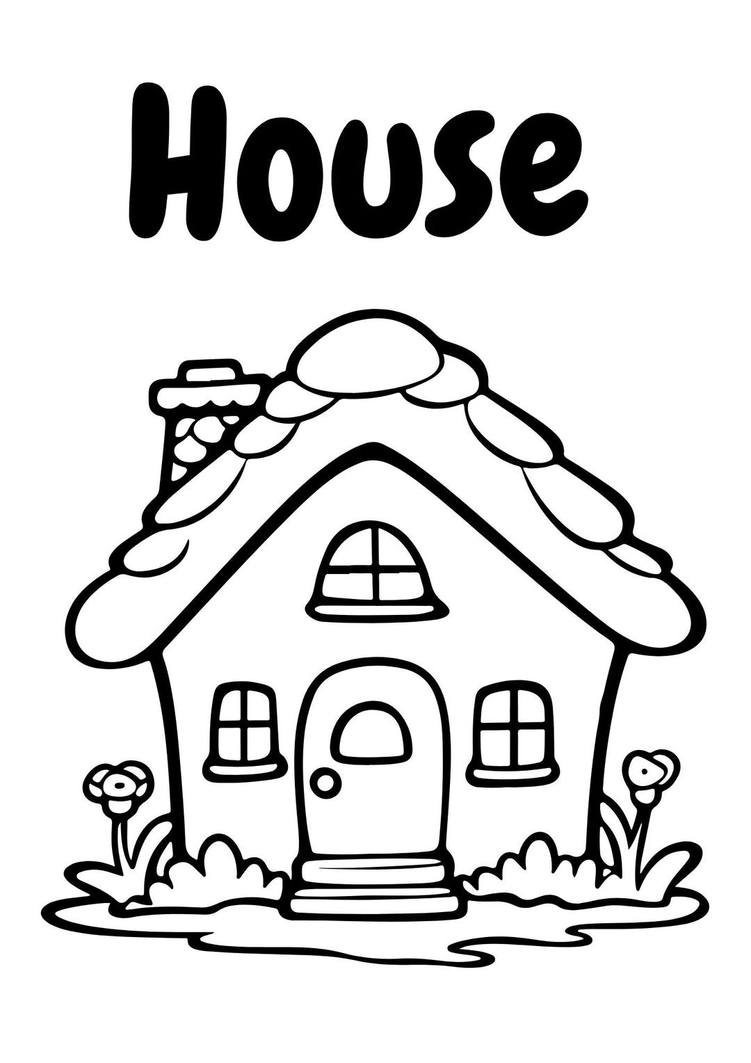 House Coloring Page for Kids | Simple Printable Activity Sheet (digital ...