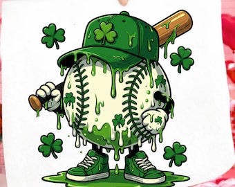 St Patrick's Day Baseball Drip PNG, Shamrock Baseball Shirt PNG, Green Drip Sports PNG, Green Drip Irish Baseball Png, Sports Sublimation