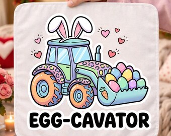 Egg Cavator PNG | excavator Easter Design | Bunny & Eggs Easter Day Sublimation 300 DPI Transparent Png Digital Download
