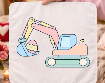 Preppy Easter Bunny PNG | excavator Easter design | Kids Easter Shirt PNG 300 DPI Transparent Background Digital Download