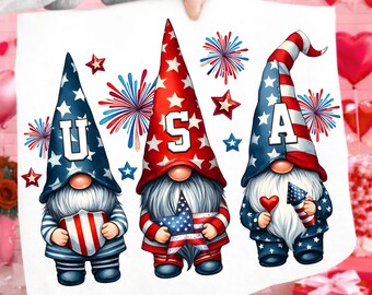 USA Gnome 4th of July PNG, Patriotic Gnome Independence Day Design, American Flag Gnome Clipart, American Flag, 4th July Png
