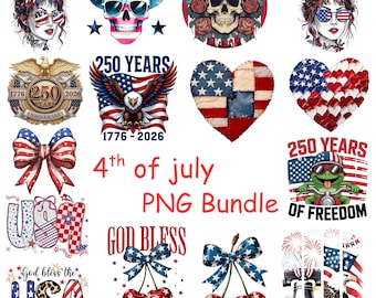 4th of July PNG Bundle, Independence Day Clipart, Patriotic USA PNG, 250 Years America 1776–2026, 250th anniversary Png, Sublimation Designs