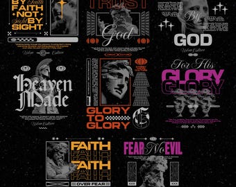 Bundle Christian Streetwear Png, Love Faith Png, Citations motivantes, Png religieux, 300 dpi Png + vecteur SVG EPS AI, typographie Urban Faith