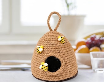 Handmade Jute Beehive Decor | Rustic Farmhouse Ornament