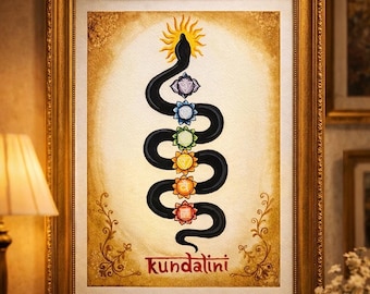 Spiritueel schilderen chakra | Kundalini-slangkunst | Energiehealing wanddecoratie | Spritueel yogadecor