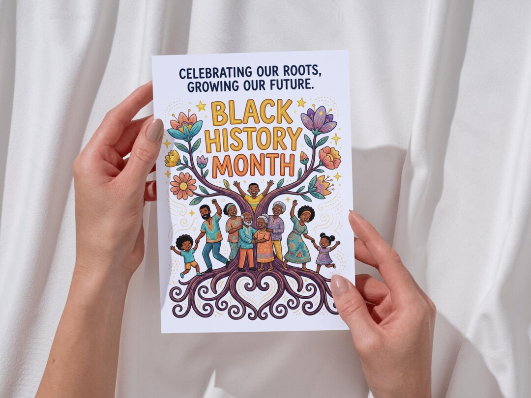 Black History Month Greeting Card, Celebrating Our Roots, Printable ...