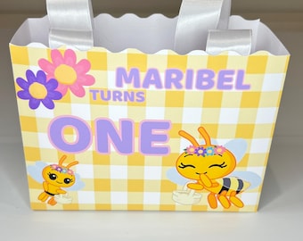 Custom Bee First Birthday Candy Bag: Personalized Party Favor Box