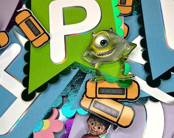 Monsters Inc Birthday Banner, Party Supply, Banner
