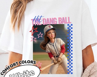Hit The Dang Ball Baseball Mom Shirt, Game Day Softball Tee, Distressed Doll Face Meme