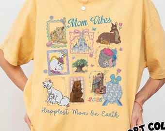 Retro Disney Mom Vibes Coquette Frames Shirt, Happiest Mom On Earth 2026 Tee, Mother’s Day Gift for Mom, Disneyworld Family Parks Trip Shirt
