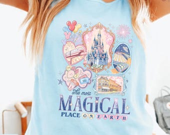 Retro The Most Magical Place On Earth Comfort Colors Shirt, Mickey Disneyworld Shirts, Disney Tank Top, Disney 2026 Trip Disney Vacation Tee