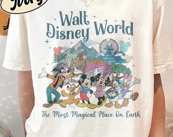 Retro Walt Disneyworld Comfort Colors Shirt, Mickey And Friends Shirt, The Most Magical Place On Earth Shirt, Disney 2025 Family Trip Shirt
