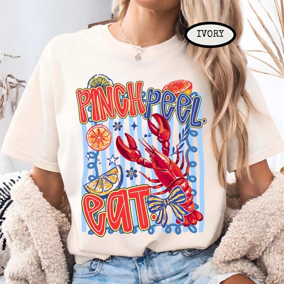Crawfish Shirt, Crawfish Boil Shirt Comfort Colors®, Pinch Peel Eat Coquette Crawfish Season T-shirt, Preppy Stripes Crawfish Tee, Louisiana