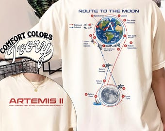 Artemis II Mission T-shirt, Moon Mission Map Shirt, Back to the Moon T-Shirt, Space Program Tee, 2026 Lunar Flight Comfort Colors® Shirt
