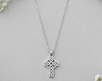 Celtic Knot Cross Pendant Necklace Infinity Love Heart in 925 Sterling ...
