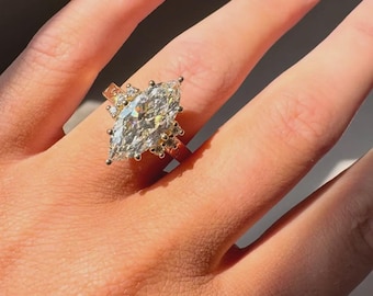 3 CT Vintage Marquise Cut Moissanite Engagement Ring, 14K Gold Art Deco Wedding Proposal Ring, Timeless Bridal Luxury Gift for Her