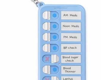 Blue Reusable Sliding Checklist Keychain – Habit Tracker & Daily Reminder (Customizable)