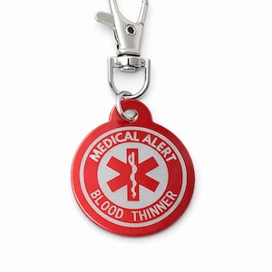 Dije de alerta médica para anticoagulantes: etiqueta de identificación de emergencia