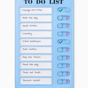 Blue Reusable Sliding Checklist – Chores, Errands, Medications & Habits (Customizable)