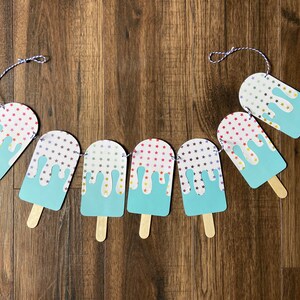 Customizable Summer Popsicle Banner with Stars for Fourth of July, Independence Day, 7 Letters Max