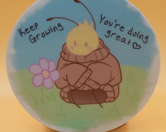 Keep Growing Inspirational Bee Sticker - Waterproof Vinyl Sticker