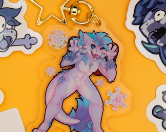 Winterbold Acrylic Keychain - Furry VRChat Avatar Kobold Keychain