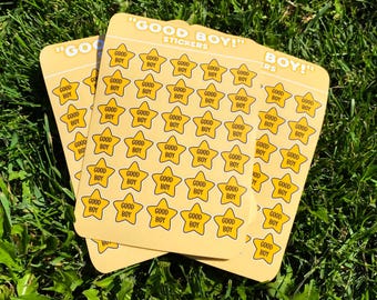Good Boy Sticker Sheet - Reward Stars waterproof vinyl stickers - Good Boy, Good Girl, Good Puppy
