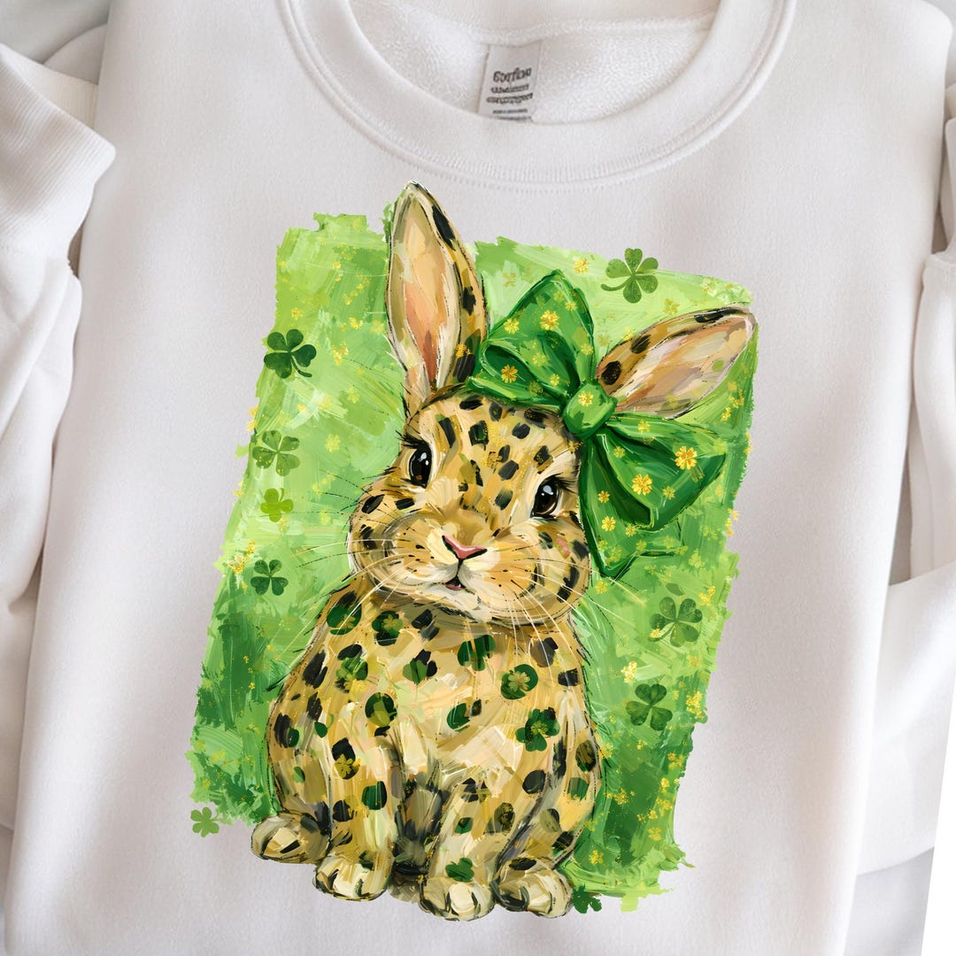 Shamrock Rabbit Shamrock Bunny Watercolor PNG, St Patrick's Day Rabbit Design (digital ...