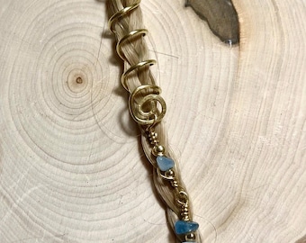 Gold Blue Quartz Hair Cuff