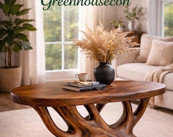 Mesa consola de madera maciza con forma de raíz, mesa auxiliar escultural para recibidor o pasillo.