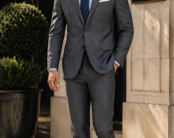 Men's Charcoal Grey Custom Tailored Slim Fit 2 Piece Suit