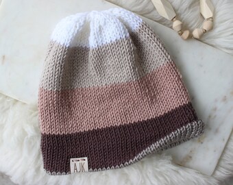 PATTERN ONLY - AJK Luxe Knit Beanie pattern hat easy one skein knitting pattern