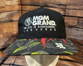 MGM Grand Las Vegas Hat Cap Black Chili Pepper Bill Snapback Vintage Casino