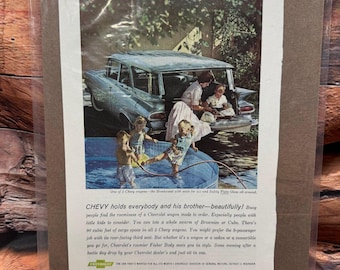 Vintage 1959 Chevrolet Brookwood Station Wagon Print Ad Chevy Art
