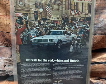 Vintage 1976 Buick Century Print Ad Hurrah for Red White and Buick