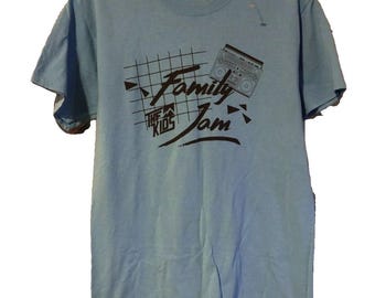 The Kids Family Jam T Shirt Mens Medium Blue Retro Boombox Graphic Tee USA