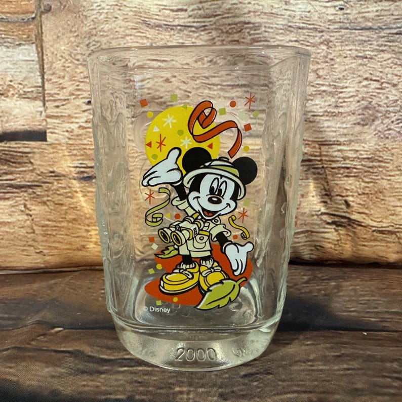 Vintage 2000 Disney World Mickey Mouse Animal Kingdom McDonald's Glass Tumbler image 1